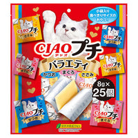 Ciao Churu Petite Variety cat treats, front of the 25-tube pack