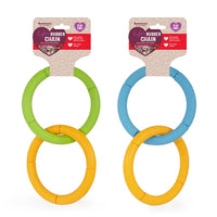 Rosewood Invincible Chain rubber ring dog toys in two colourways, both carded