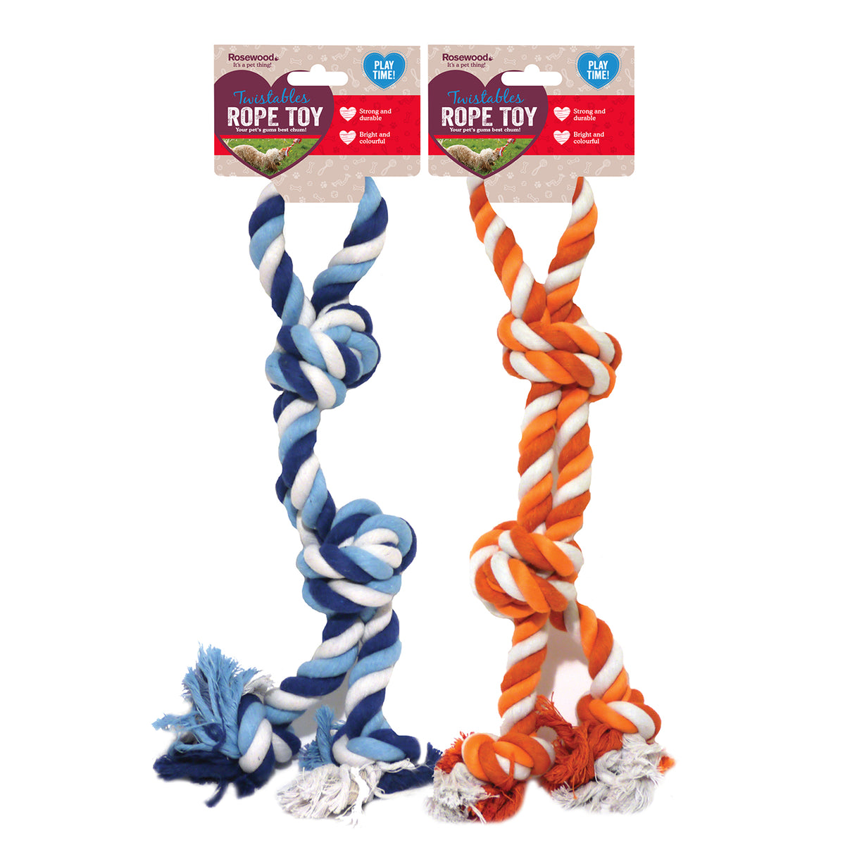 Rosewood double rope tug dog toy – front of pack