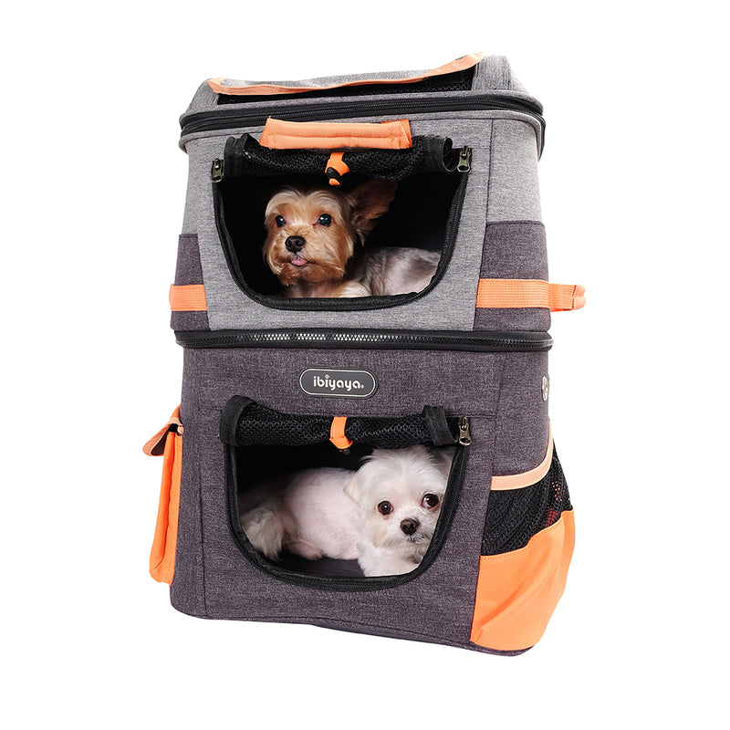Ibiyaya Double Pet Carrier Backpack Two-Tier-Compartment 16