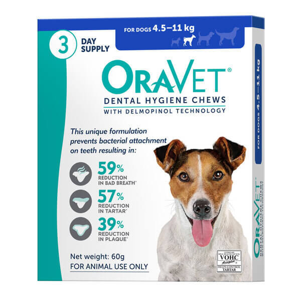 OraVet Dental Hygiene Chews for Small Dogs 4.5 - 11kg 3 Chews