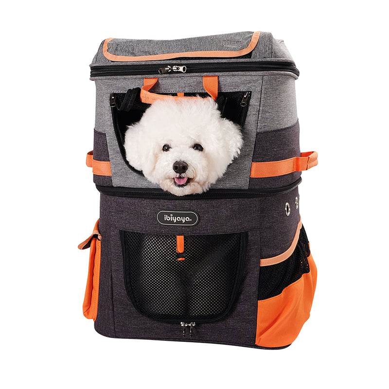 Ibiyaya Double Pet Carrier Backpack Two-Tier-Compartment 15