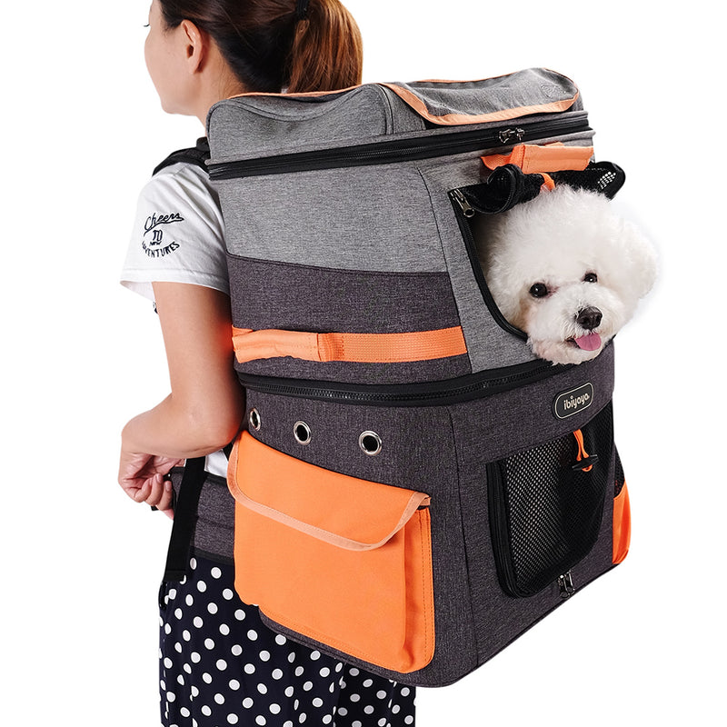 Ibiyaya Double Pet Carrier Backpack Two-Tier-Compartment 17