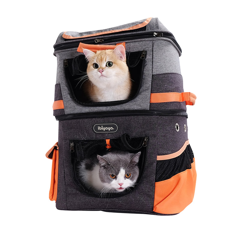 Ibiyaya Double Pet Carrier Backpack Two-Tier-Compartment 18