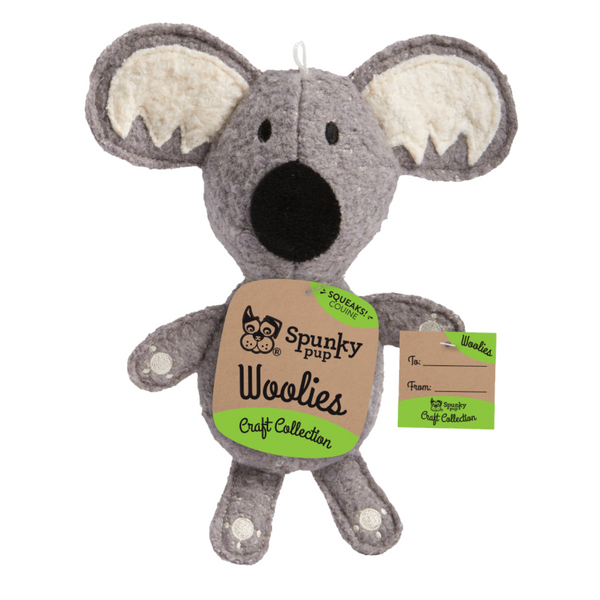 Spunky Pup Dog Toy Woolies Organic Squeak Koala