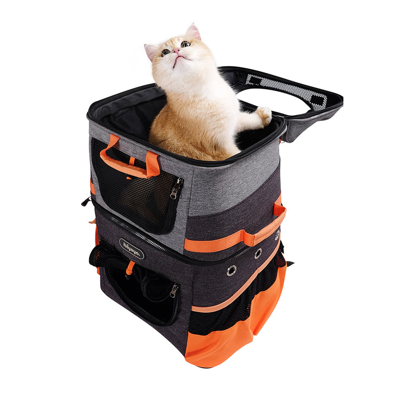Ibiyaya Double Pet Carrier Backpack Two-Tier-Compartment 19