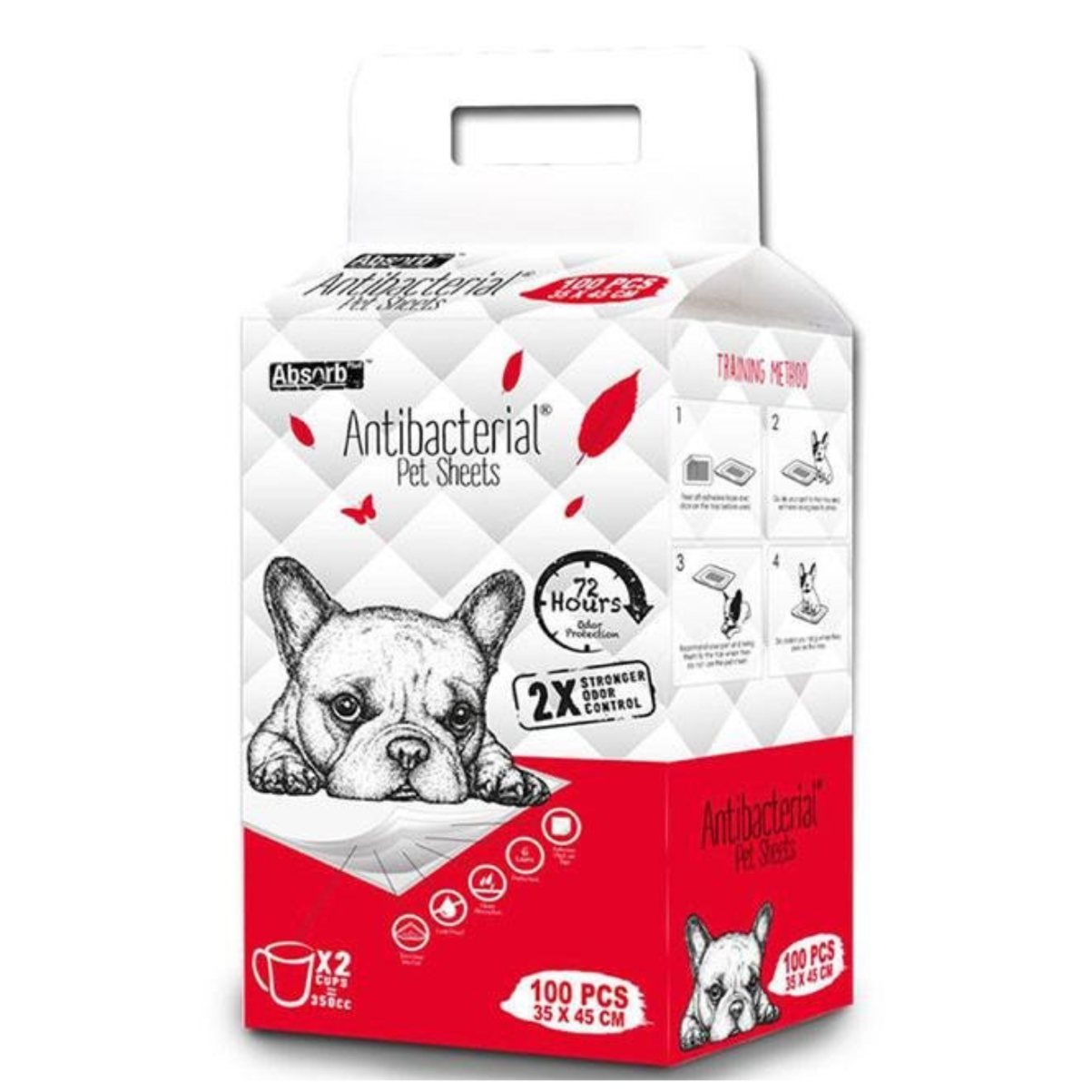 Absorb Plus Antibacterial Training Pee Pads 45 X 35cm 100 Sheets
