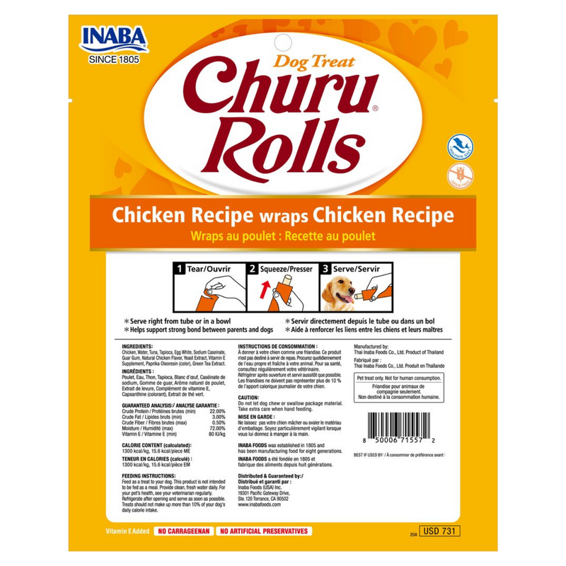 Inaba Dog Treat Churu Rolls Chicken Wraps 02