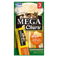 Inaba Mega Churu Chicken with Cheese, lickable puree tubes, 6 packs of 3 x 48g, dog treat
