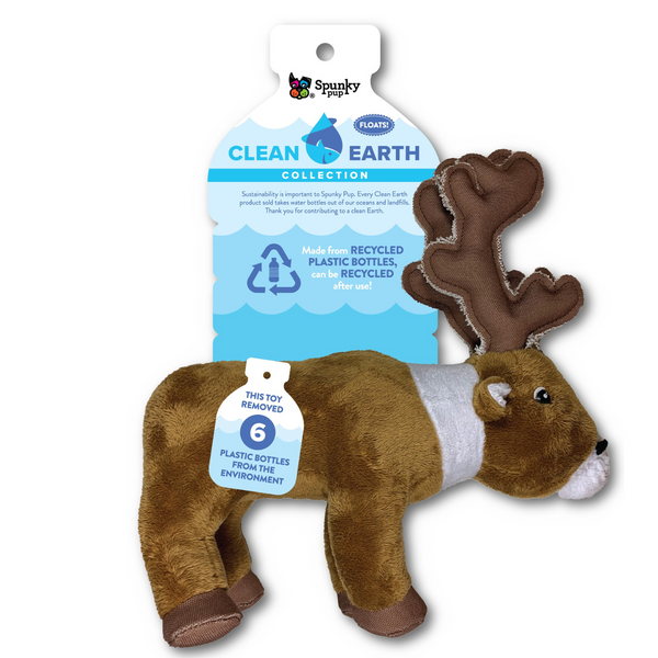 Spunky Pup Dog Toy Clean Earth Recycled Plush Caribou