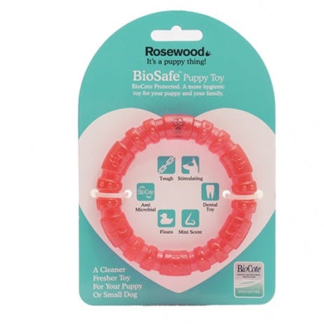 Rosewood Biosafe Dog Toys for Puppy Pink Ring