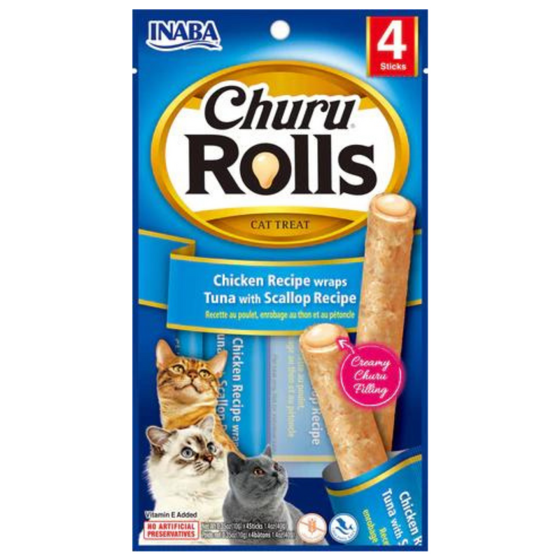 Inaba Cat Treat Churu Rolls Chicken Wraps Tuna Scallop 01