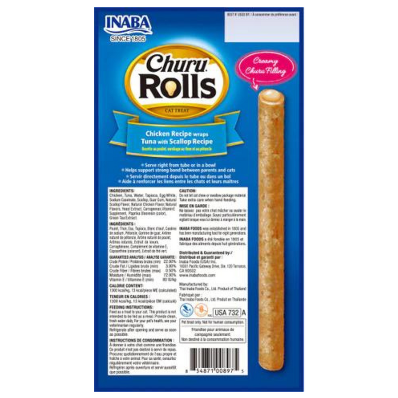 Inaba Cat Treat Churu Rolls Chicken Wraps Tuna Scallop 02