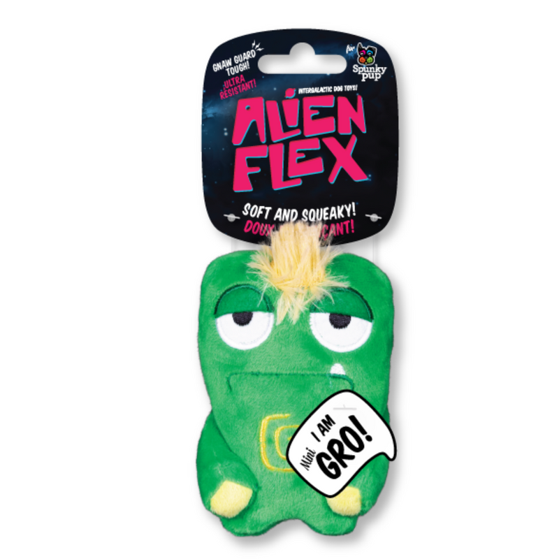 Spunky Pup Dog Toy Alien Flex Plush Mini Gro