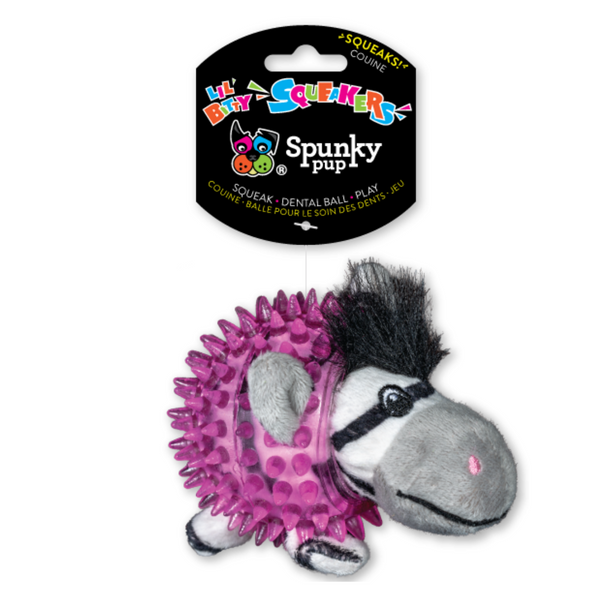 Spunky Pup Dog Toy Lil Bitty Squeaker Zebra