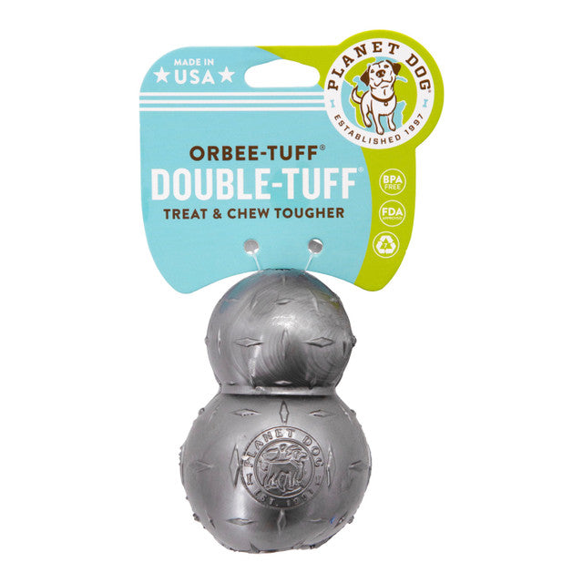 Planet Dog Orbee-Tuff Diamond Plate Double Tuff Treat-Dispensing Dog Toy Grey