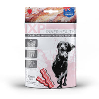 XP Inner Health charcoal infused dog treats, pink smokey bacon pack