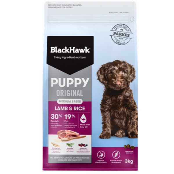 Black Hawk Dry Dog Food Original Puppy Medium Breed Lamb & Rice 3kg