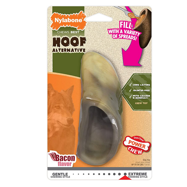 Nylabone Power Chew Durable Dog Toy Hoof Alternative Bacon Flavor