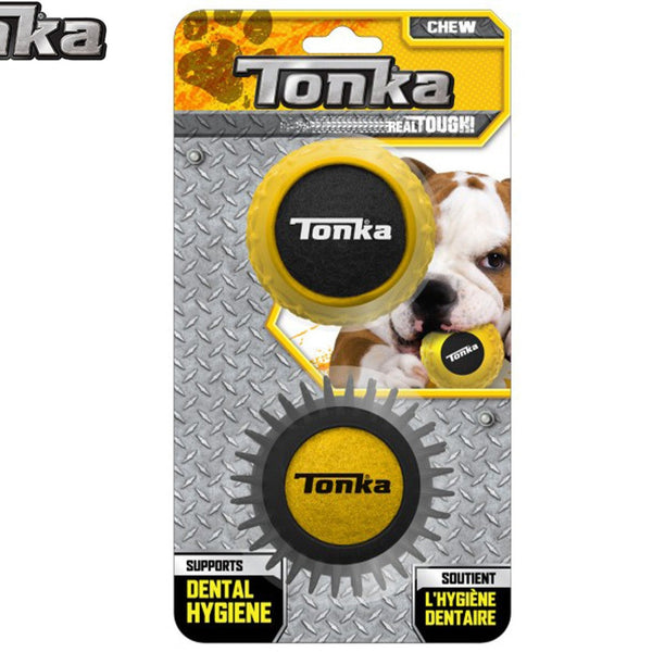 Nerf Dog Toy - Tonka Armour Ball - Twin Set Yellow/Black On Blister 01