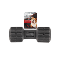 All for Paws AFP Mighty Dumbell grey rubber dog chew with its printed header card