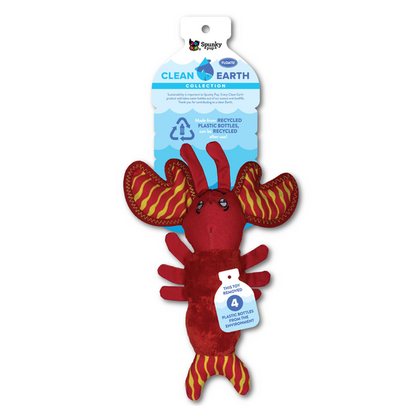 Spunky Pup Dog Toy Clean Earth Recycled Plush Lobster