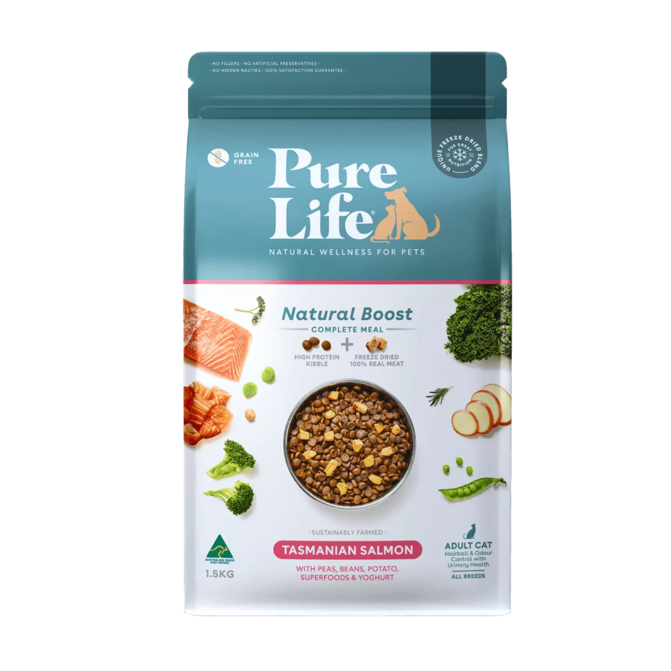 Pure Life Natural Boost Dry Cat Food Adult Tasmanian Salmon