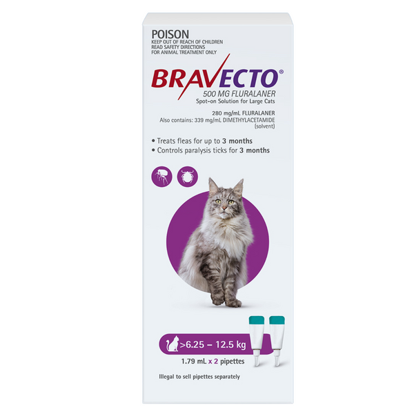 Bravecto Cat Spot On Purple 6.25-12.5kg 2 pack