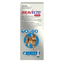 Bravecto Plus carton for cats, blue 2.8-6.25 kg band, single-pipette pack