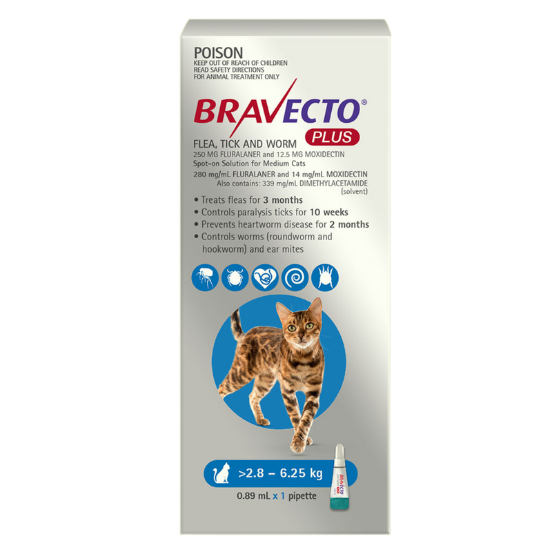 Bravecto Cat Plus Blue 2.8-6.25kg 1 pack