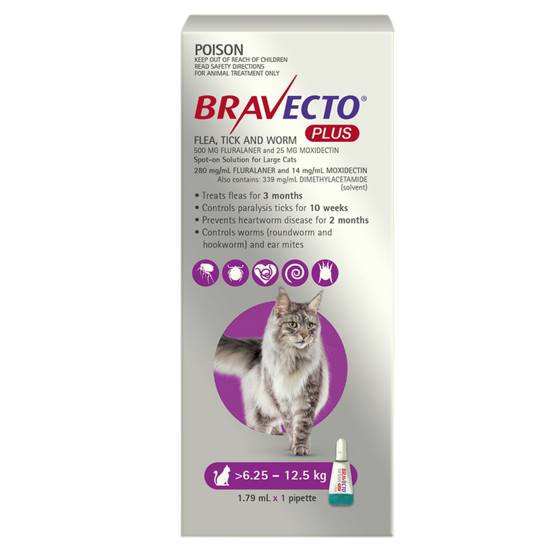 Bravecto Cat Plus Purple 6.25-12.5kg 1 pack