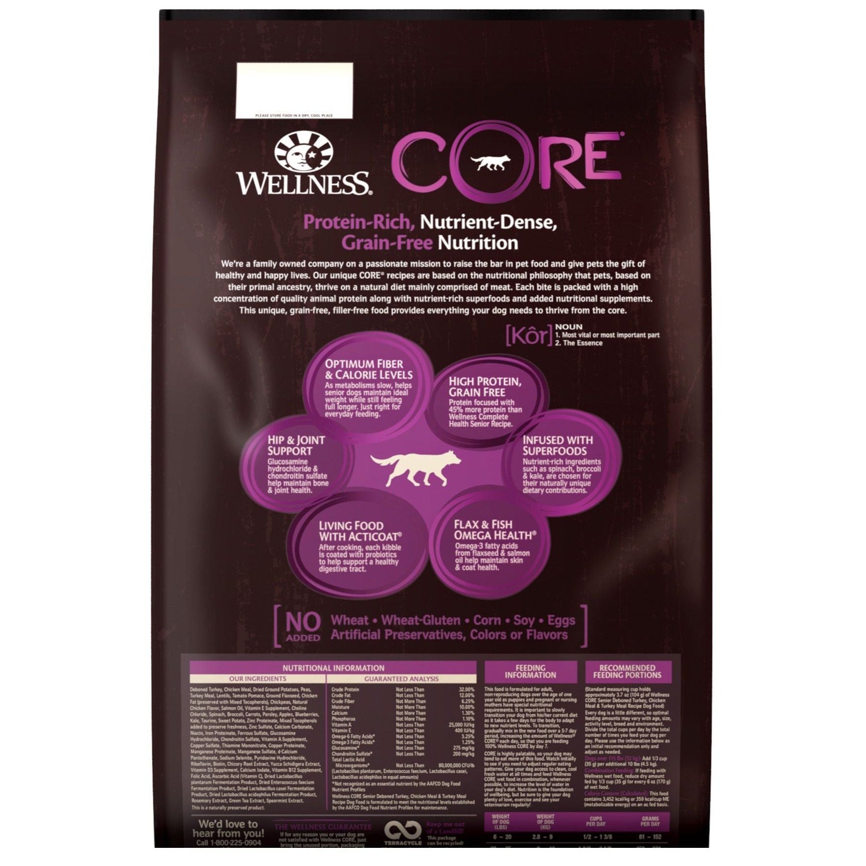 Wellness Core Dry Dog Food Grain Free Senior: Chicken & Turkey