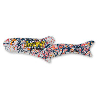Yeowww! Pollock Fish catnip cat toy, splatter-painted cotton twill