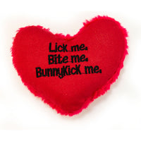Yeowww! Hearrrt Attacks catnip cat toy embroidered Lick Me Bite Me Bunnykick Me