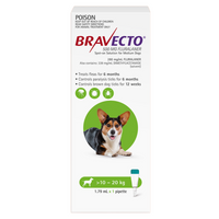 Bravecto Spot-On carton for dogs, green 10-20 kg band, single-pipette pack
