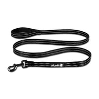 Alcott Adventure nylon dog leash in black, coiled with the trigger clip