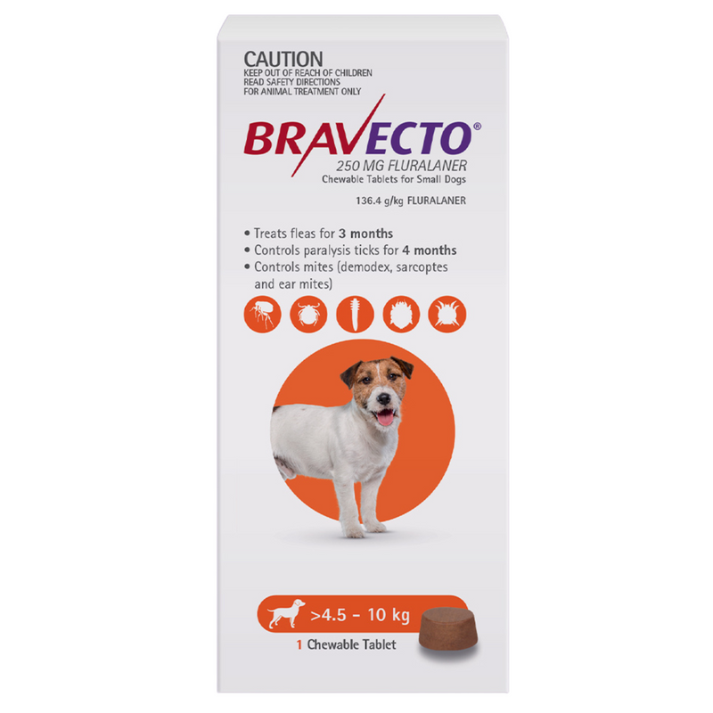 Bravecto Dog Chew Orange 4.5-10kg 1 Tablet