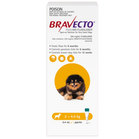 Bravecto Spot-On carton for dogs, yellow 2-4.5 kg band, single-pipette pack