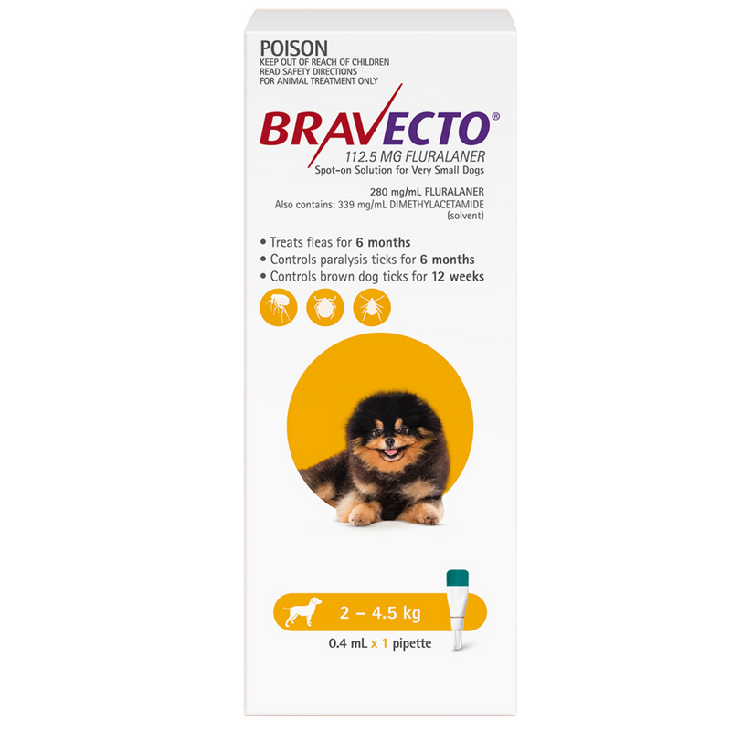 Bravecto Dog Spot On Yellow 2-4.5kg 1 pack