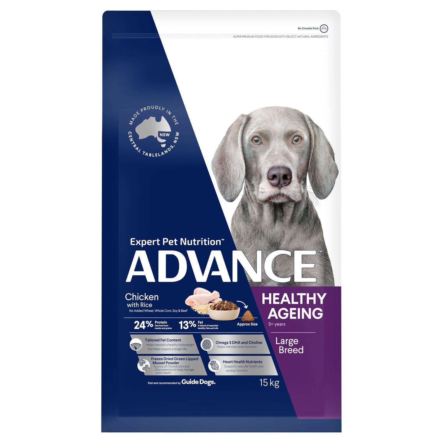 ADVANCE Large Healthy Ageing Dry Dog Food Chicken with Rice