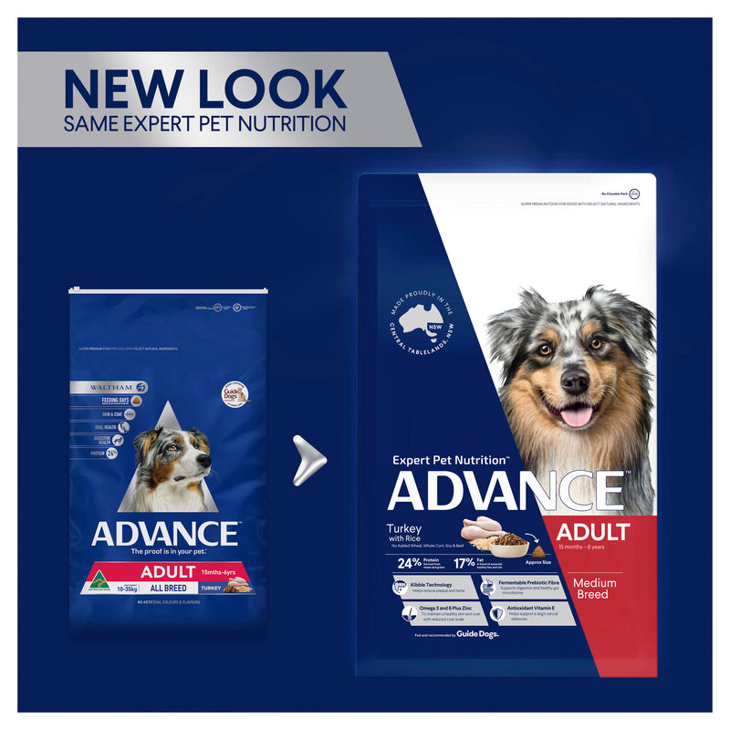 ADVANCE Medium Adult Dry Dog Food Turkey with Rice