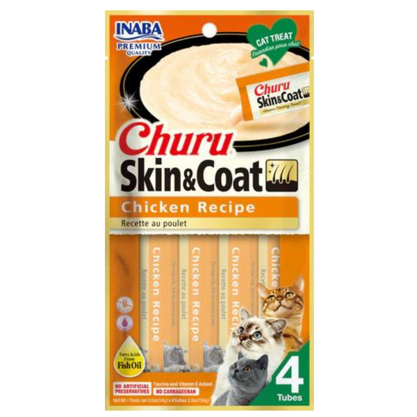 Inaba Cat Treat Churu Puree Skin & Coat Chicken 01