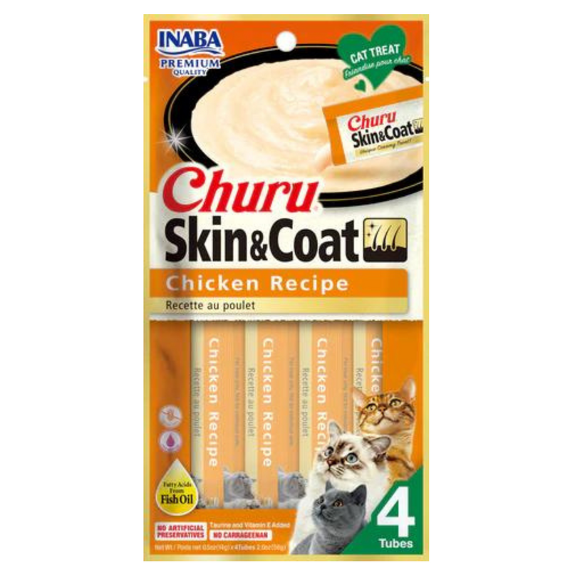 Inaba Cat Treat Churu Puree Skin & Coat Chicken 01