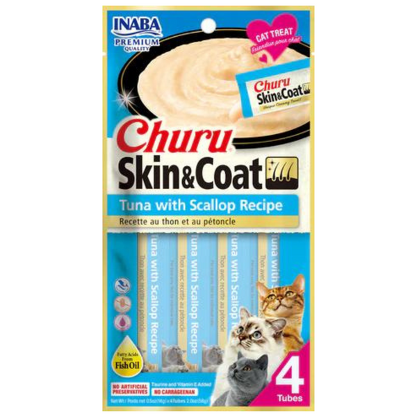 Inaba Cat Treat Churu Puree Skin & Coat Tuna Scallop 01