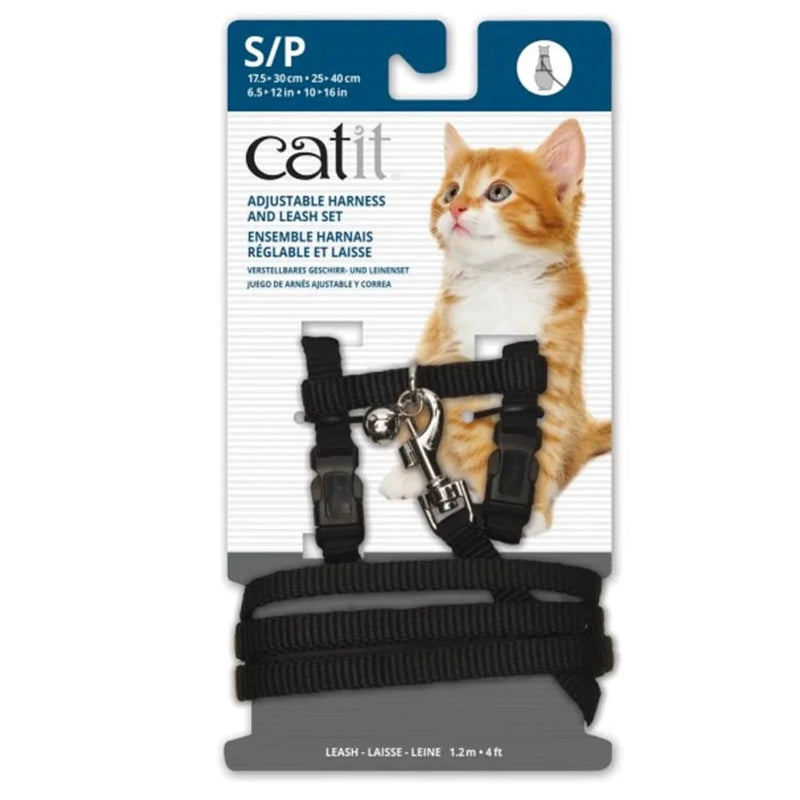 Catit Nylon Adjustable Cat Harness and Lead Small - Black