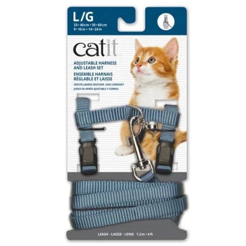 Catit Nylon Adjustable Cat Harness and Lead Large - Blue