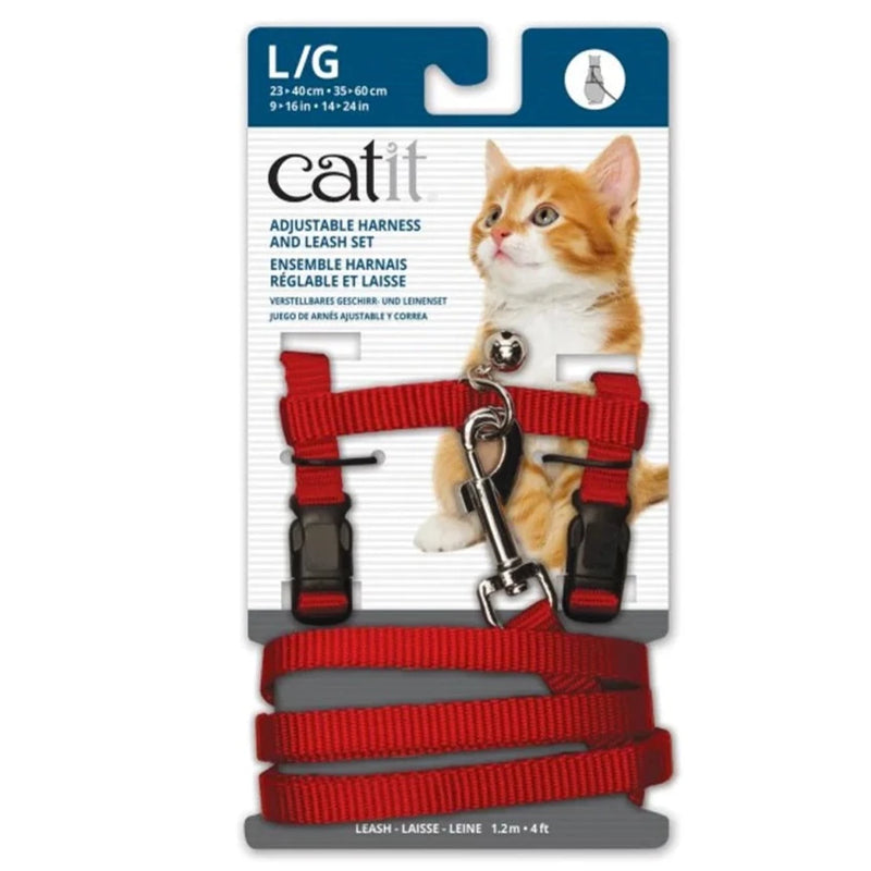 Catit Nylon Adjustable Cat Harness and Lead Large - Red