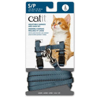 Catit nylon adjustable cat harness and lead set, small in blue