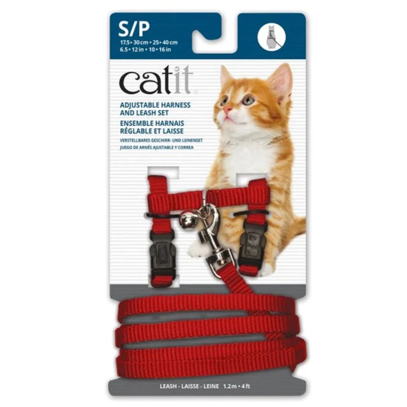 Catit Nylon Adjustable Cat Harness and Lead Small - Red