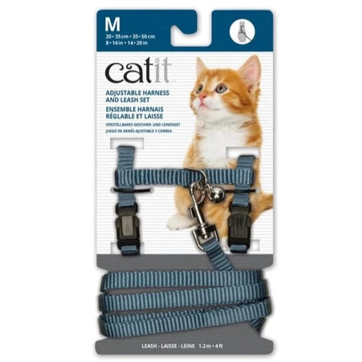 Catit Nylon Adjustable Cat Harness and Lead Medium - Blue